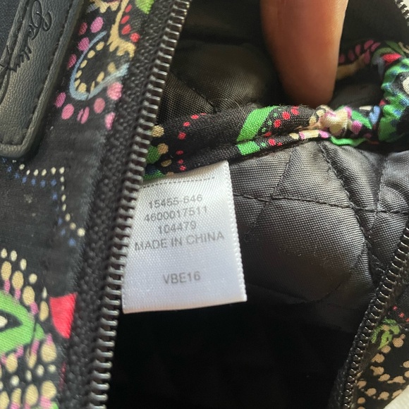 Vera Bradley Quilted Strapped Purse Fall Colourful Clean Black Zippered Paisley - Picture 4 of 8